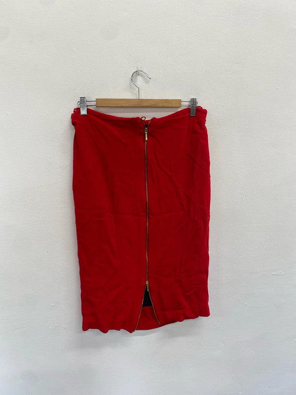Fabulous per bus red pencil skirt with zip UK 12 DC433