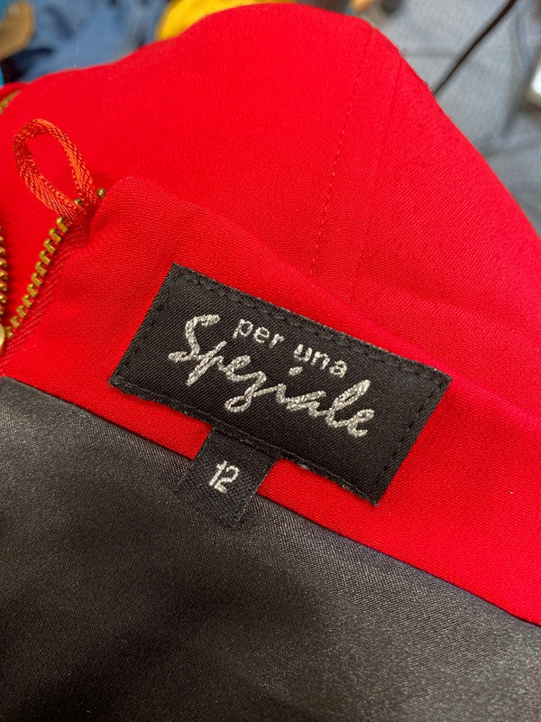 Fabulous per bus red pencil skirt with zip UK 12 DC433