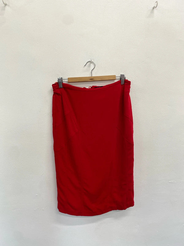 Fabulous per bus red pencil skirt with zip UK 12 DC433