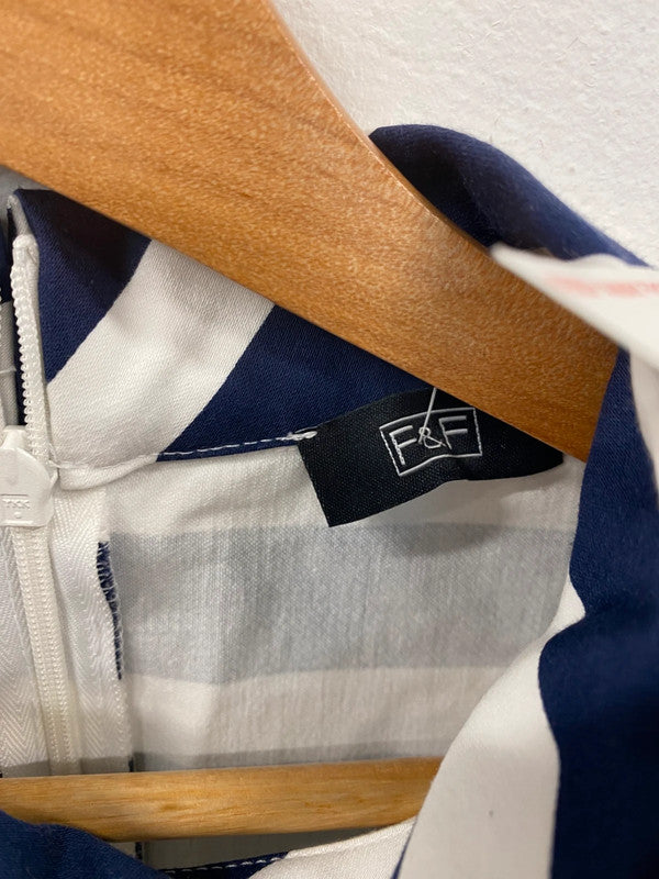 Fabulous F&F Navy Nautical Stripe Belted Mini Dress UK10 LM005