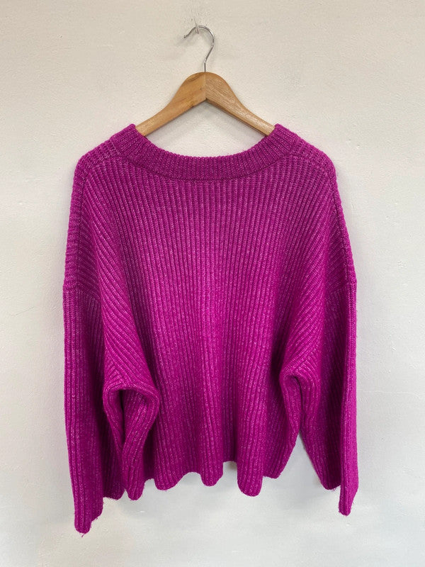 Fabulous Tu Magenta Stylish Cable Knit Jumper UK24 MS008