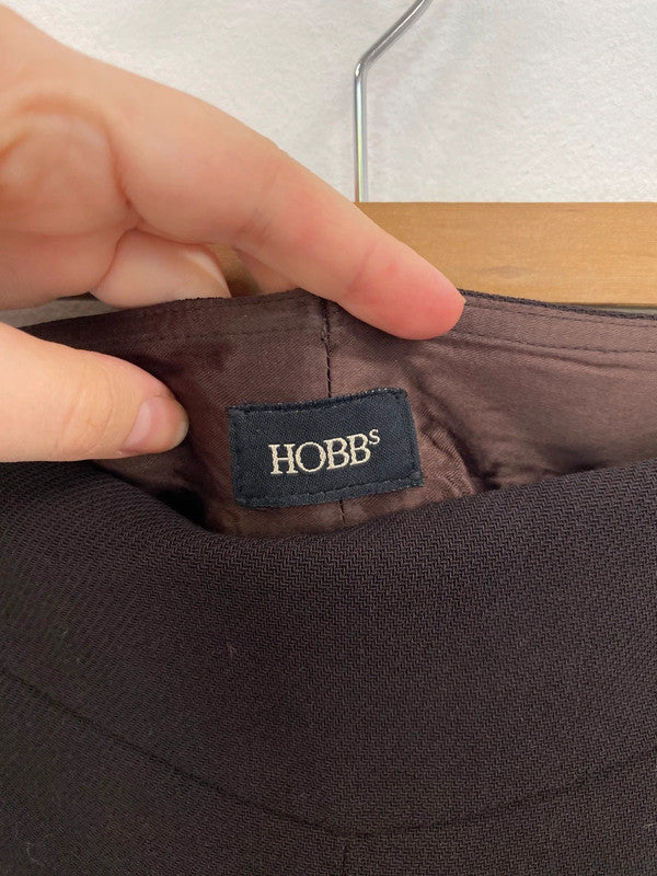 Fabulous Hobbs Chocolate Brown Wide Leg Wool Trousers Altered UK12 FK116