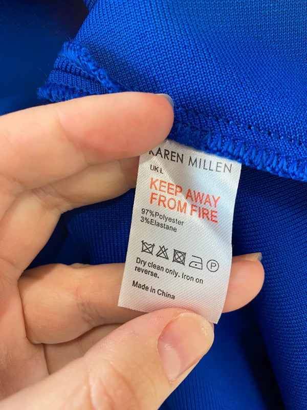 Fabulous Karen Millen Cobalt Blue Bandage Bardot Mini Dress UK L KN003