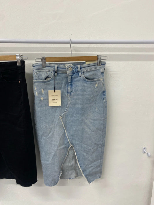 Gorgeous duo of midi denim skirts split hem river island UK 8 #433 KM004