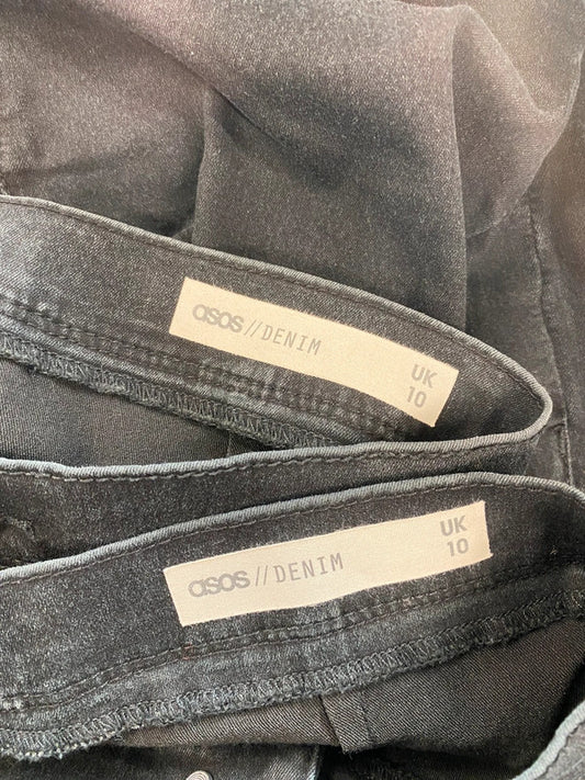 Fabulous Asos Black Stretchy Y2K Vibes Denim Shorts Duo UK10 #436 KM004