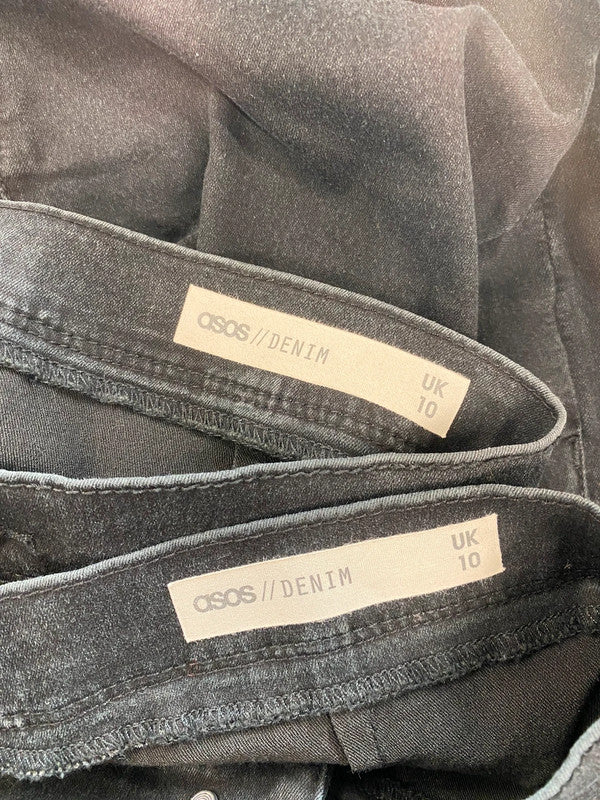 Fabulous Asos Black Stretchy Y2K Vibes Denim Shorts Duo UK10 #436 KM004