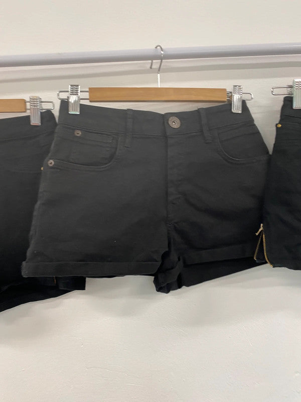 Fabulous River Island Black Stylish Denim Shorts Trio UK8 #437 KM004