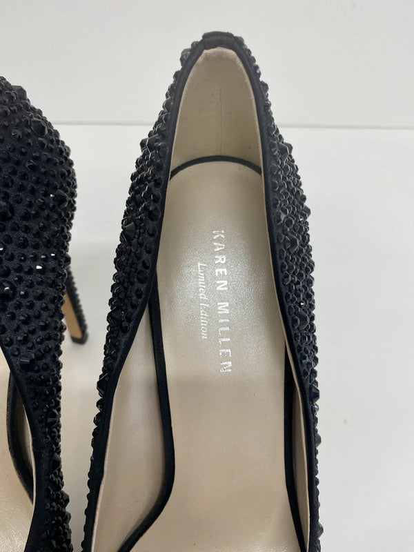 Fabulous Karen Millen Black Crystal Embellished Court Shoes UK6 MW001