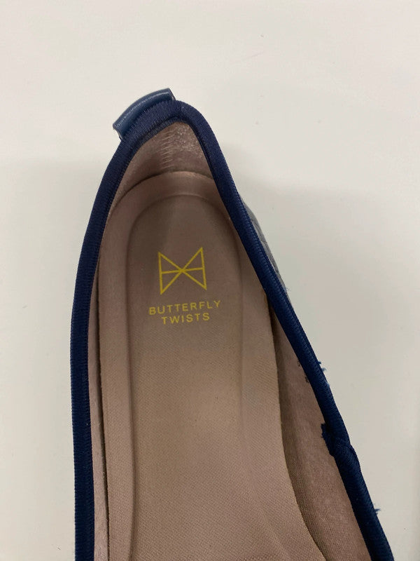 Fabulous Butterfly Twists Navy Quilted Ballet Flats UK6 MW001
