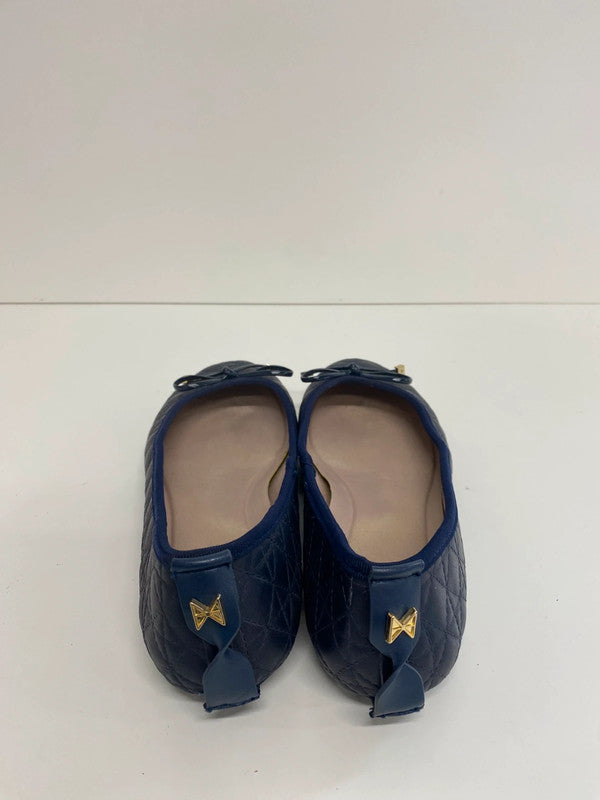 Fabulous Butterfly Twists Navy Quilted Ballet Flats UK6 MW001