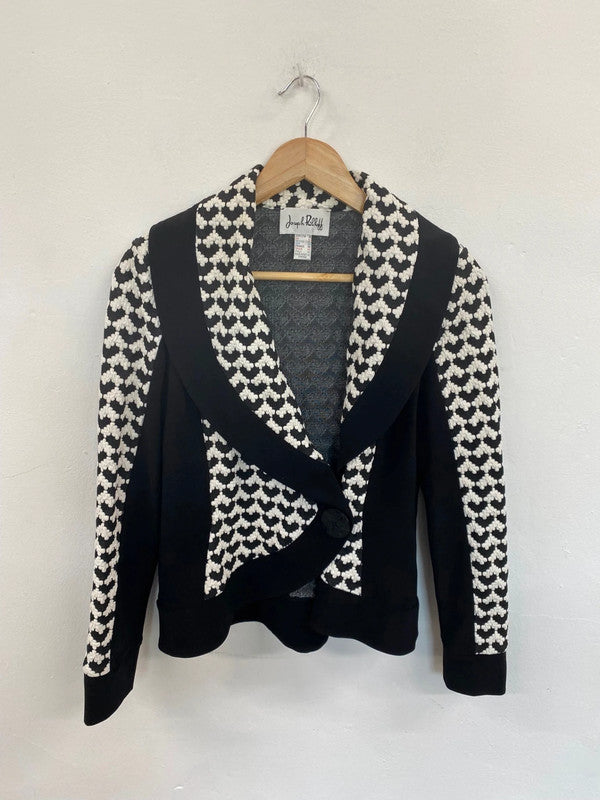 Fabulous Joseph Ribkoff Black & Ivory Textured Blazer UK10 KM004