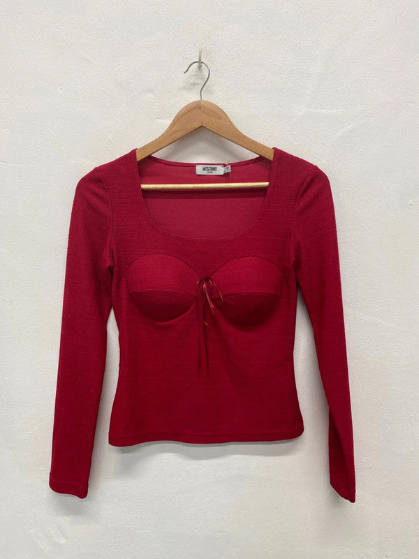 Fabulous Moschino Jeans Vintage Y2K Cherry Red Top UK12 BT001