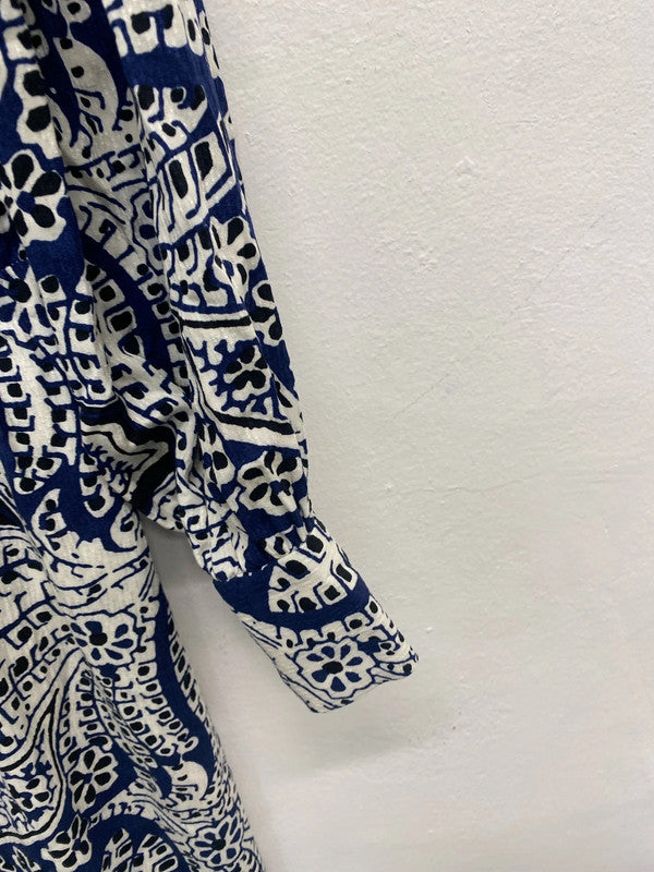 Fabulous John Lewis Classy midi dress Navy Greek pattern Uk16 AH451