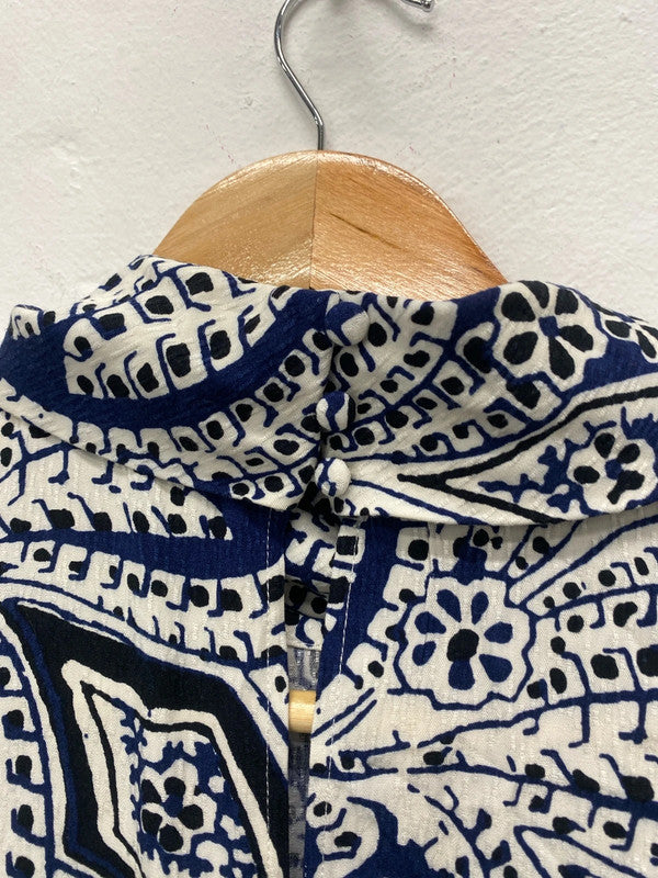 Fabulous John Lewis Classy midi dress Navy Greek pattern Uk16 AH451