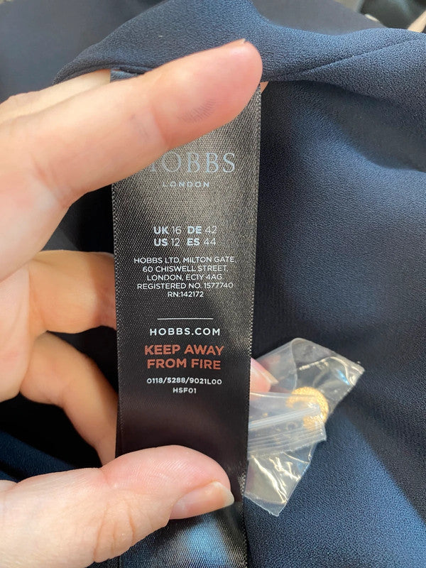 Fabulous Hobbs Navy Mix Floral Belted Shirt Midi Dress UK16 AH451