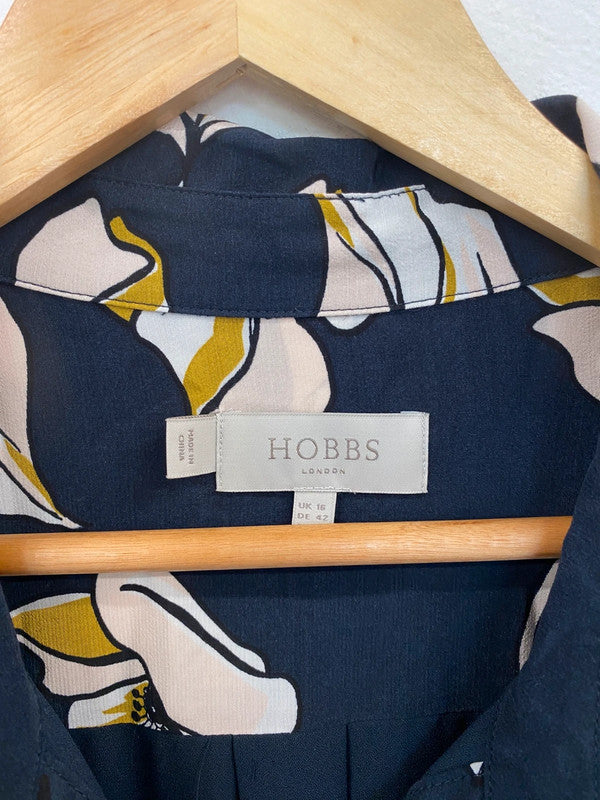 Fabulous Hobbs Navy Mix Floral Belted Shirt Midi Dress UK16 AH451