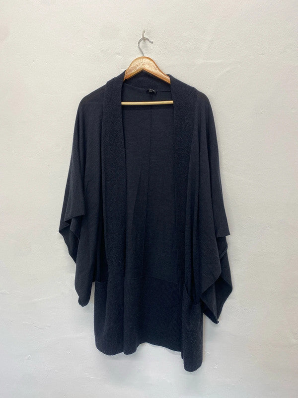 Fabulous Jaeger lagenlook Charcoal grey wool cardigan UkL (16) AH451