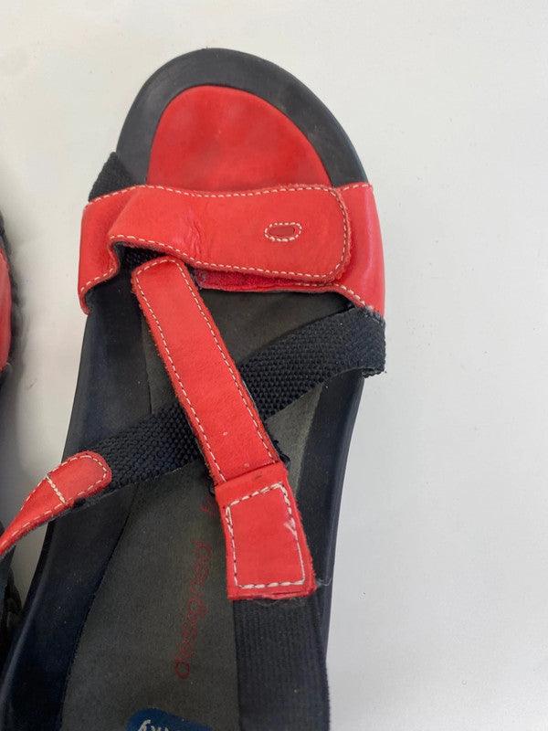 Fabulous Wolky leather walking Sandals UK6 Red & Black KM001
