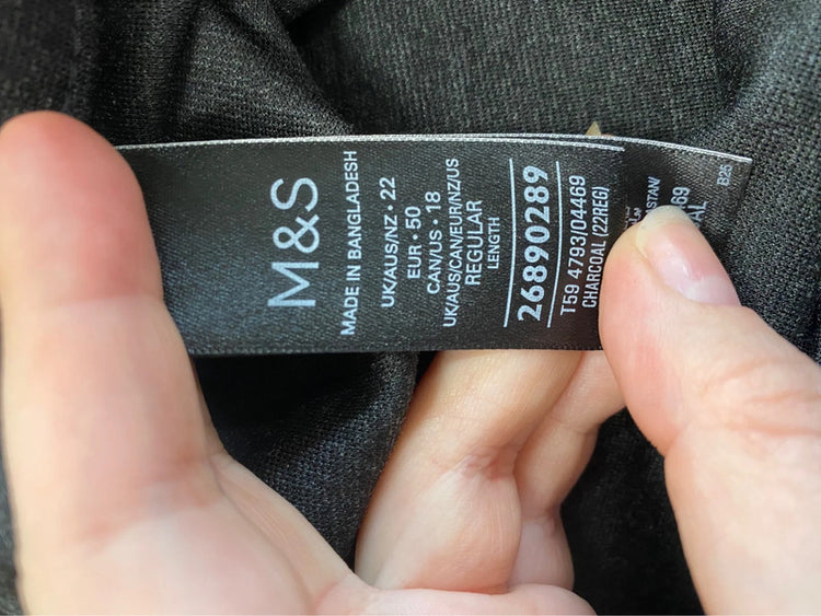 Fabulous M&S Charcoal Grey Wide Leg High Rise Trousers UK22 R HB452