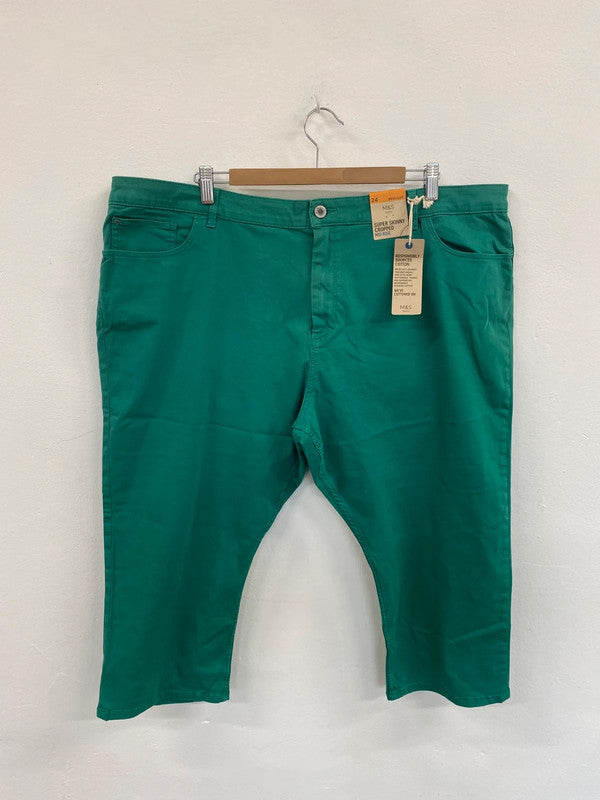 Fabulous M&S Emerald Green Mid Rise Cropped Skinny Jeans UK24 HB452