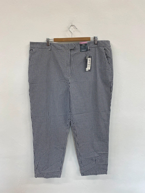 Fabulous M&S Monochrome Gingham Straight Leg Trousers UK22 HB452