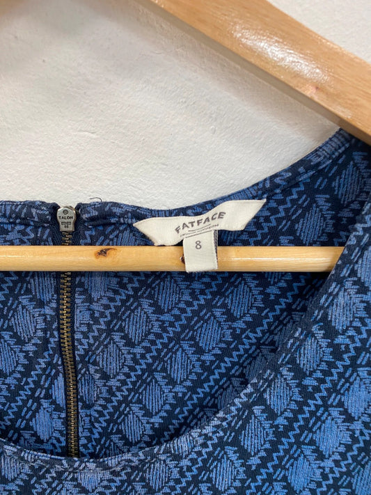 Fabulous FatFace Navy Aztec Pattern Skater Dress UK8 LG276