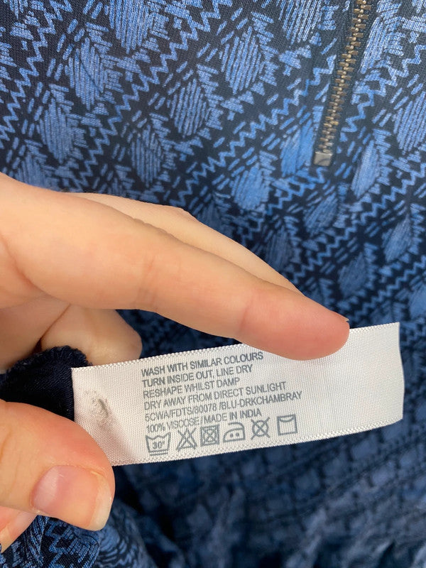 Fabulous FatFace Navy Aztec Pattern Skater Dress UK8 LG276