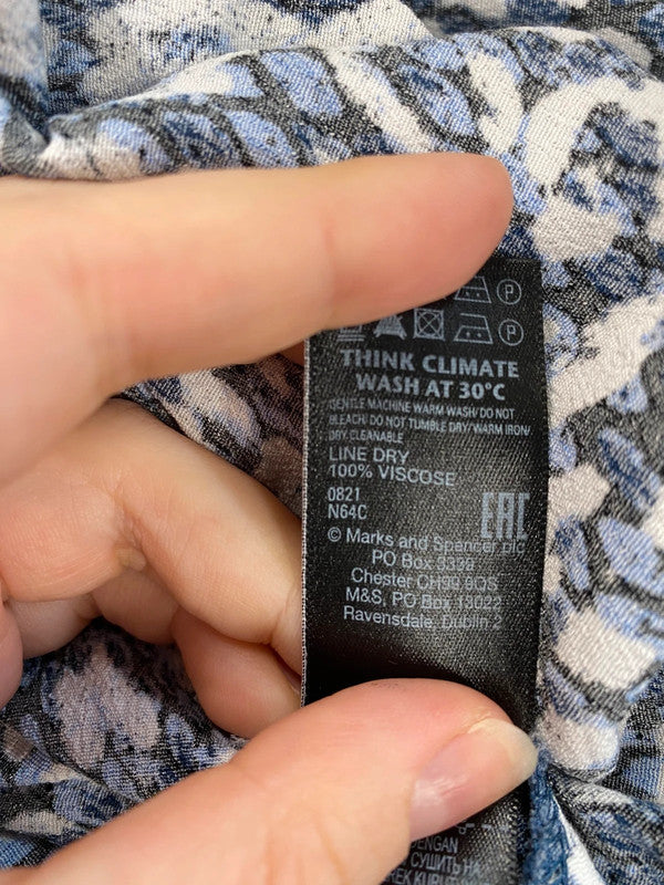 Fabulous M&S Blue Mix Animal Print Belted Shirt Dress UK8 LG276