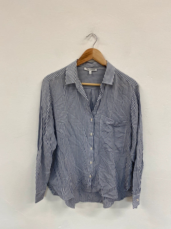 Fabulous Next Blue Pinstripe Chic Button Up Shirt UK16 P LG276