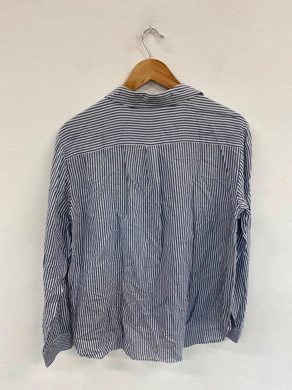 Fabulous Next Blue Pinstripe Chic Button Up Shirt UK16 P LG276