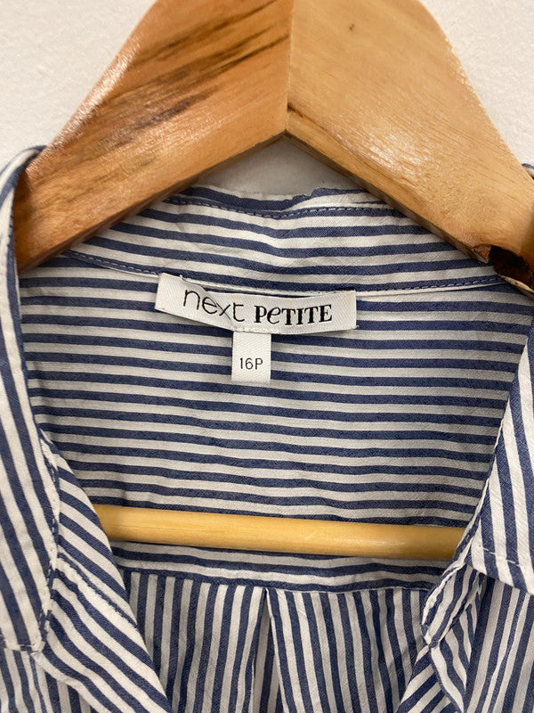 Fabulous Next Blue Pinstripe Chic Button Up Shirt UK16 P LG276