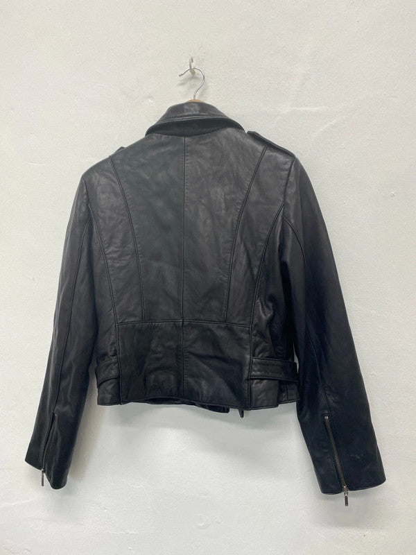 Fabulous Next Leather biker jacket Uk14 butter soft LG276