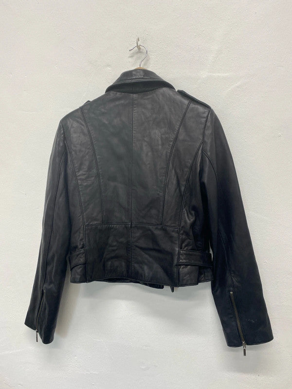 Fabulous Next Leather biker jacket Uk14 butter soft LG276