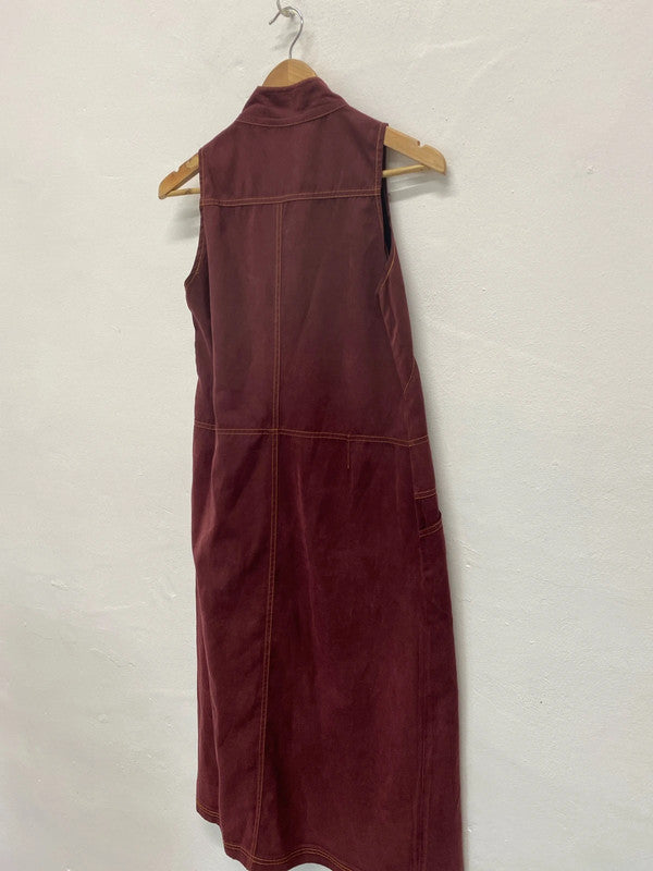 Fabulous vintage Faux suede burgundy midi dress Uk10/12 LG276