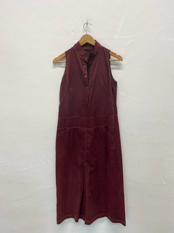 Fabulous vintage Faux suede burgundy midi dress Uk10/12 LG276