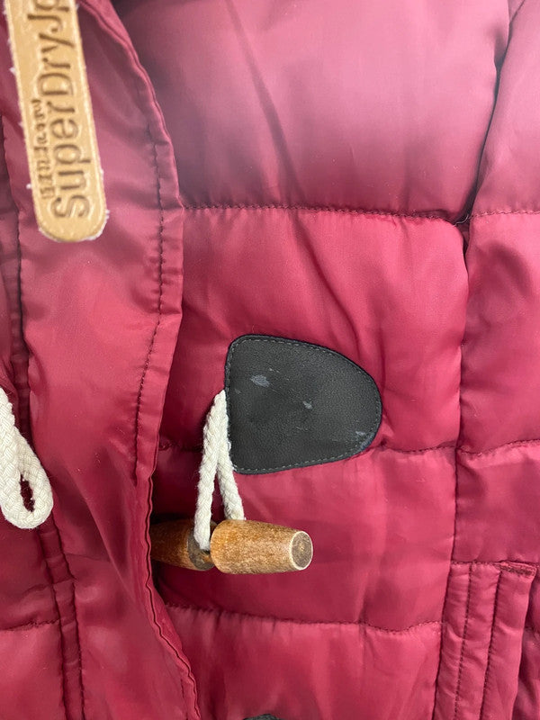 Fabulous Superdry Burgundy Sherpa Fleece Hooded Gilet UK S MH456