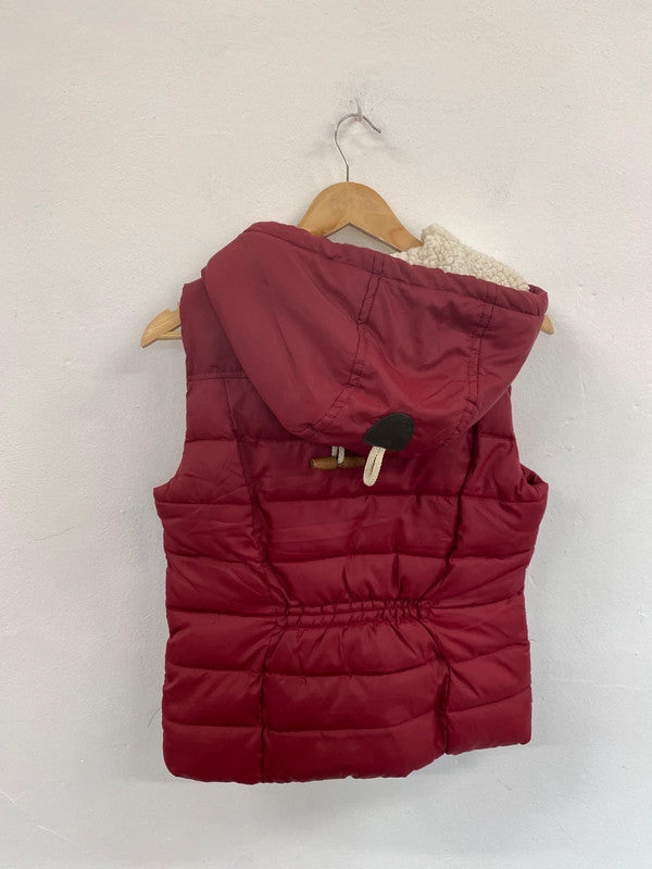 Fabulous Superdry Burgundy Sherpa Fleece Hooded Gilet UK S MH456