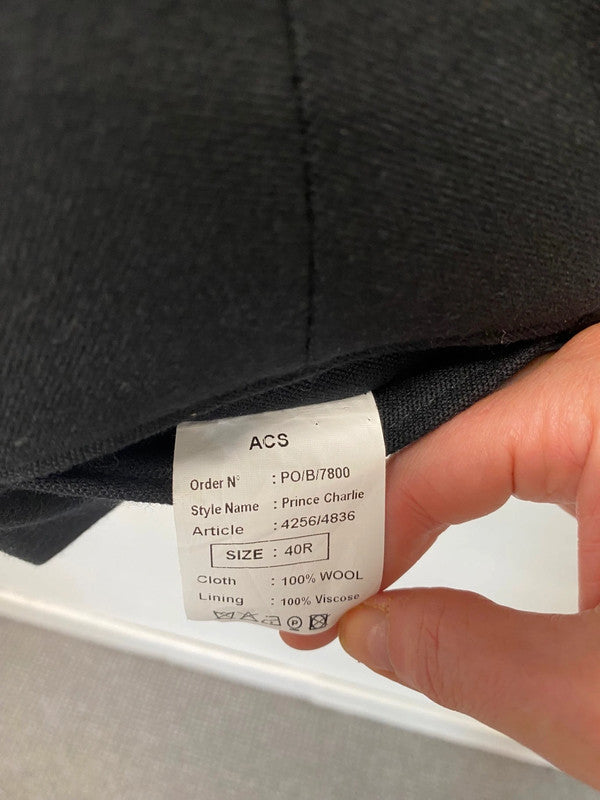 Prince Charlie Black Scottish Waistcoat 40R Traditional ex hire #66 MD001