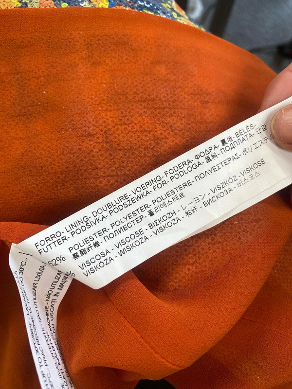 Fabulous Burnt Orange sequin peacock jacket UkL GM143