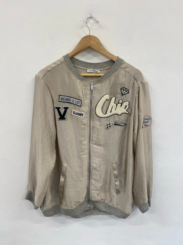 Fabulous Zara grey & Champagne loose bomber jacket UkM GM143