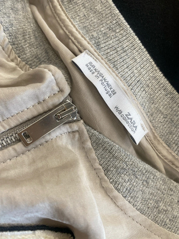 Fabulous Zara grey & Champagne loose bomber jacket UkM GM143