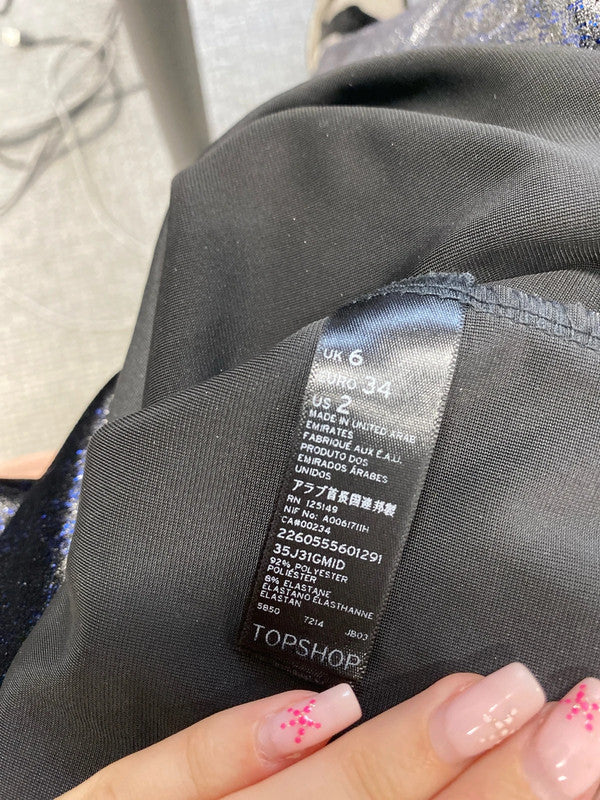 Gorgeous topshop witchy purple silver sparkle dress UK 6 GM143