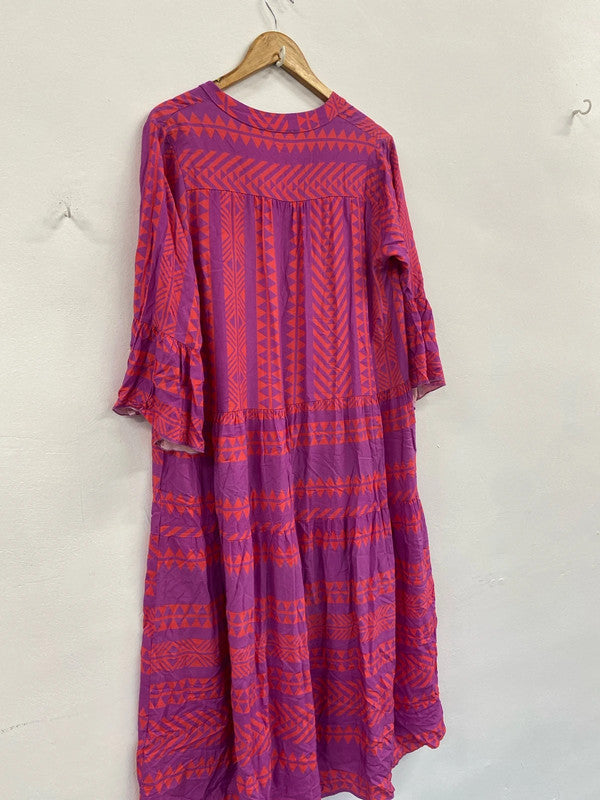 Fabulous Made in Italy Aztec smock dress One size Pink & Orange GM143