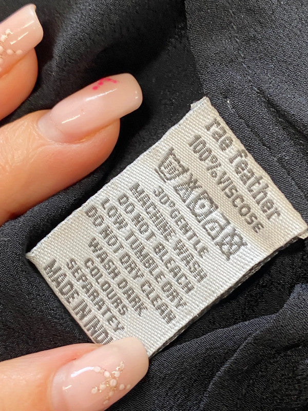 Fabulous Rae feather tiered Skirt UK 12 Black GM143