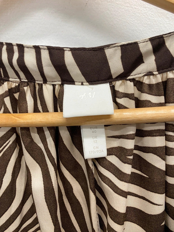 Gorgeous h&m brown zebra belted shirt dress UK 12 GM143