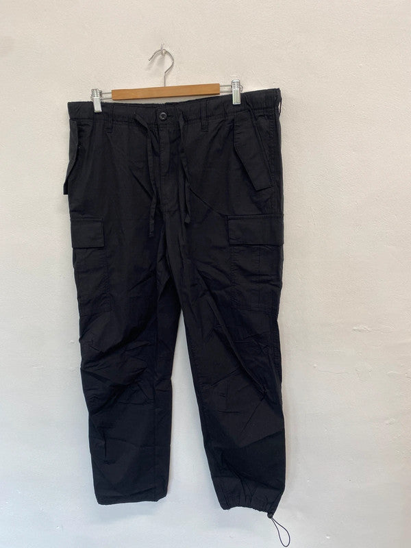 Gorgeous h&m black cargo trousers new UK L GM143