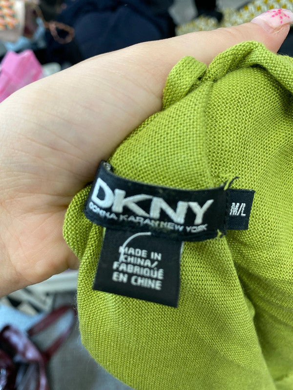 Gorgeous DKNY green asymmetric cardigan silk blend UK M GM143