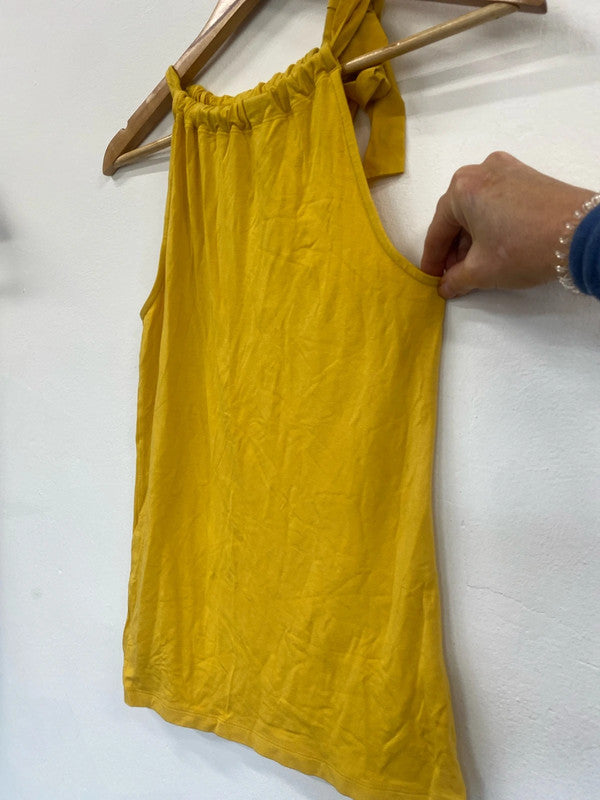 Fabulous sunshine yellow halterneck tie top Massimo Dutti UKM GM143