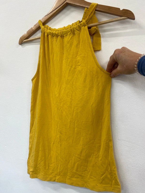 Fabulous sunshine yellow halterneck tie top Massimo Dutti UKM GM143