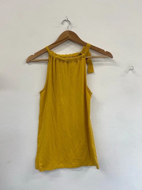 Fabulous sunshine yellow halterneck tie top Massimo Dutti UKM GM143